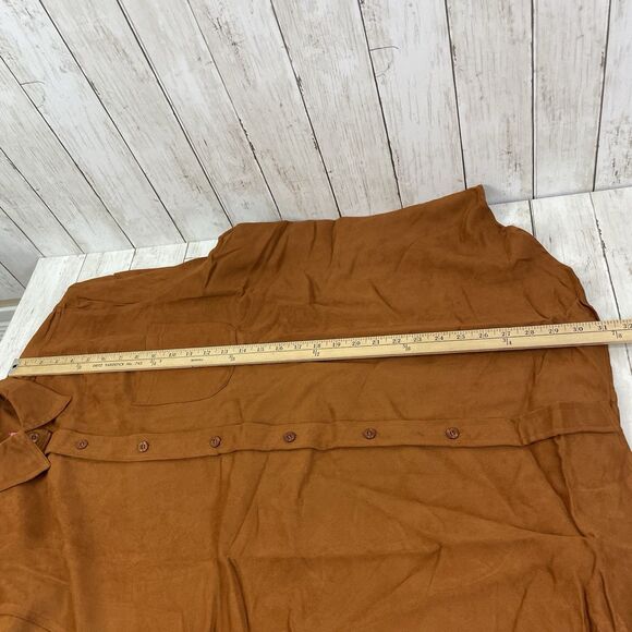 Woman Within Shirt 1X Faux Suede Button Up Shirt Long Sleeve Collared Ru… - Picture 7 of 8